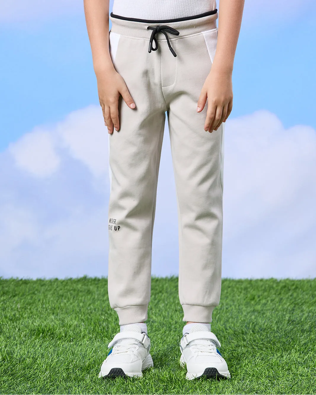 Boys Grey And White Cut & Sew Jogger Pants sold by Redtag