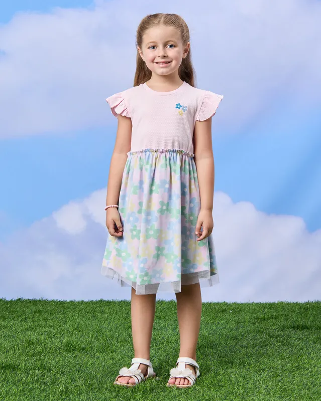 Girls Pink Embroidered Dress sold by Redtag