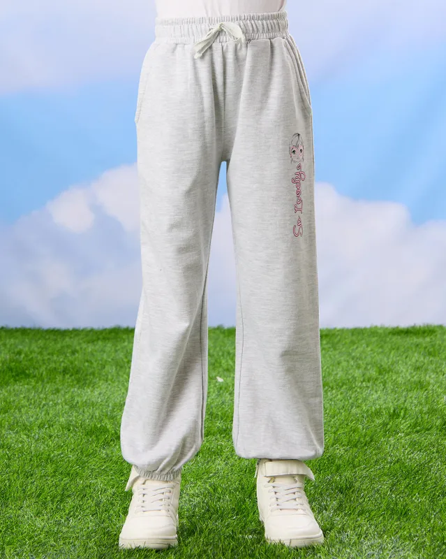 Girls Grey So Lovely Printed Active Track Pants sold by Redtag