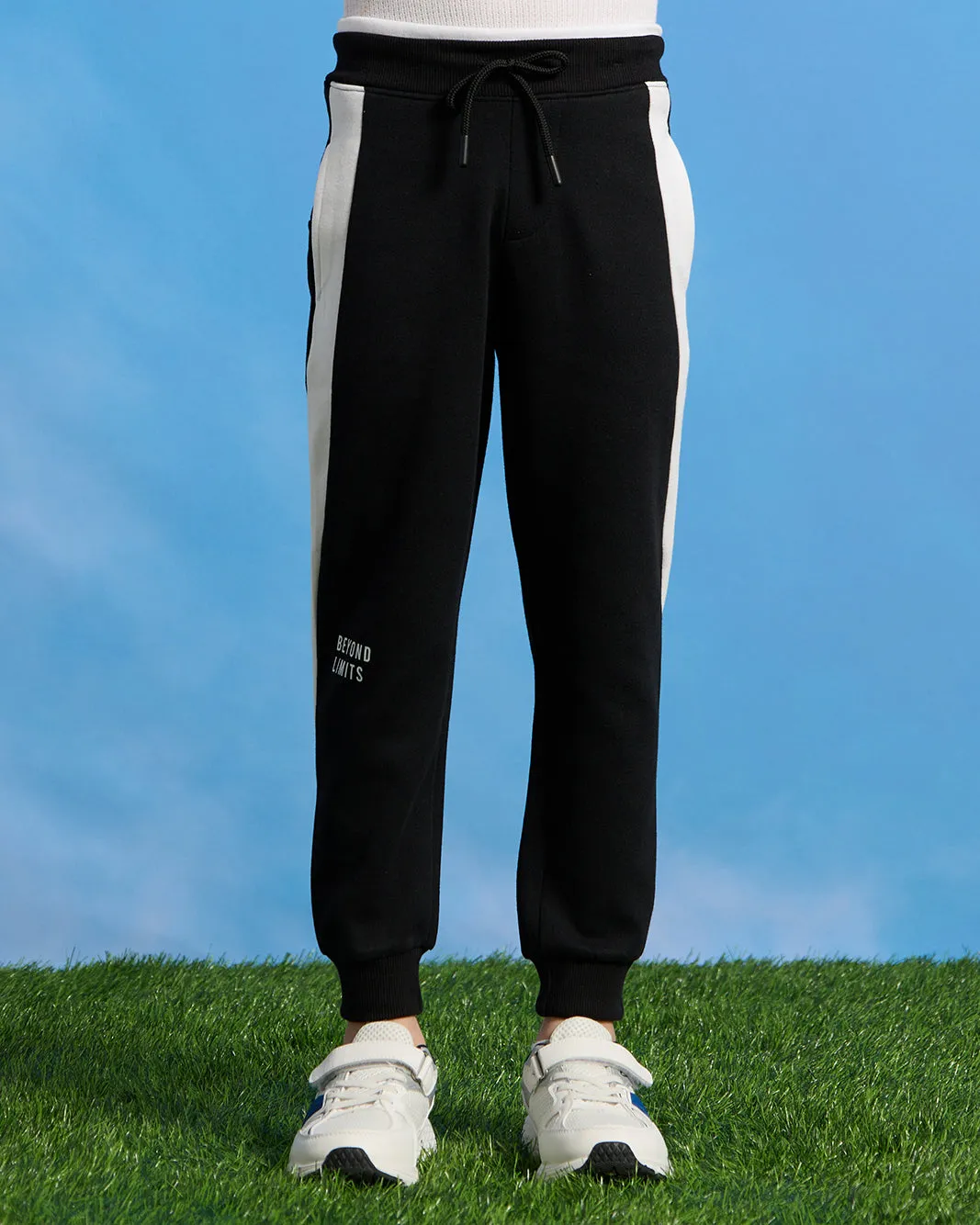 Boys Black Cut And Sew Jogger Pants sold by Redtag