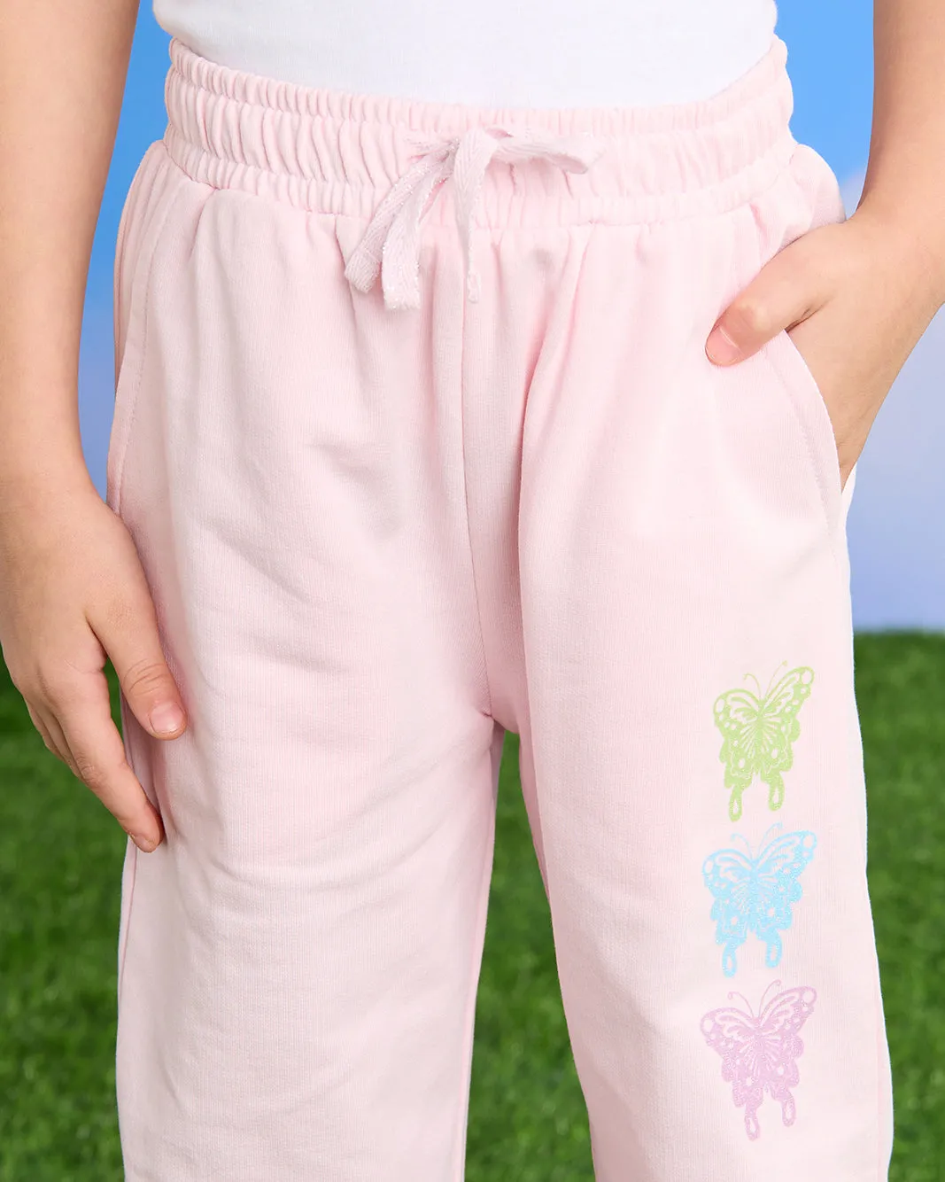 Girls Pink Butterfly Placement Print Active Track Pants sold by Redtag product image thumbnail 4
