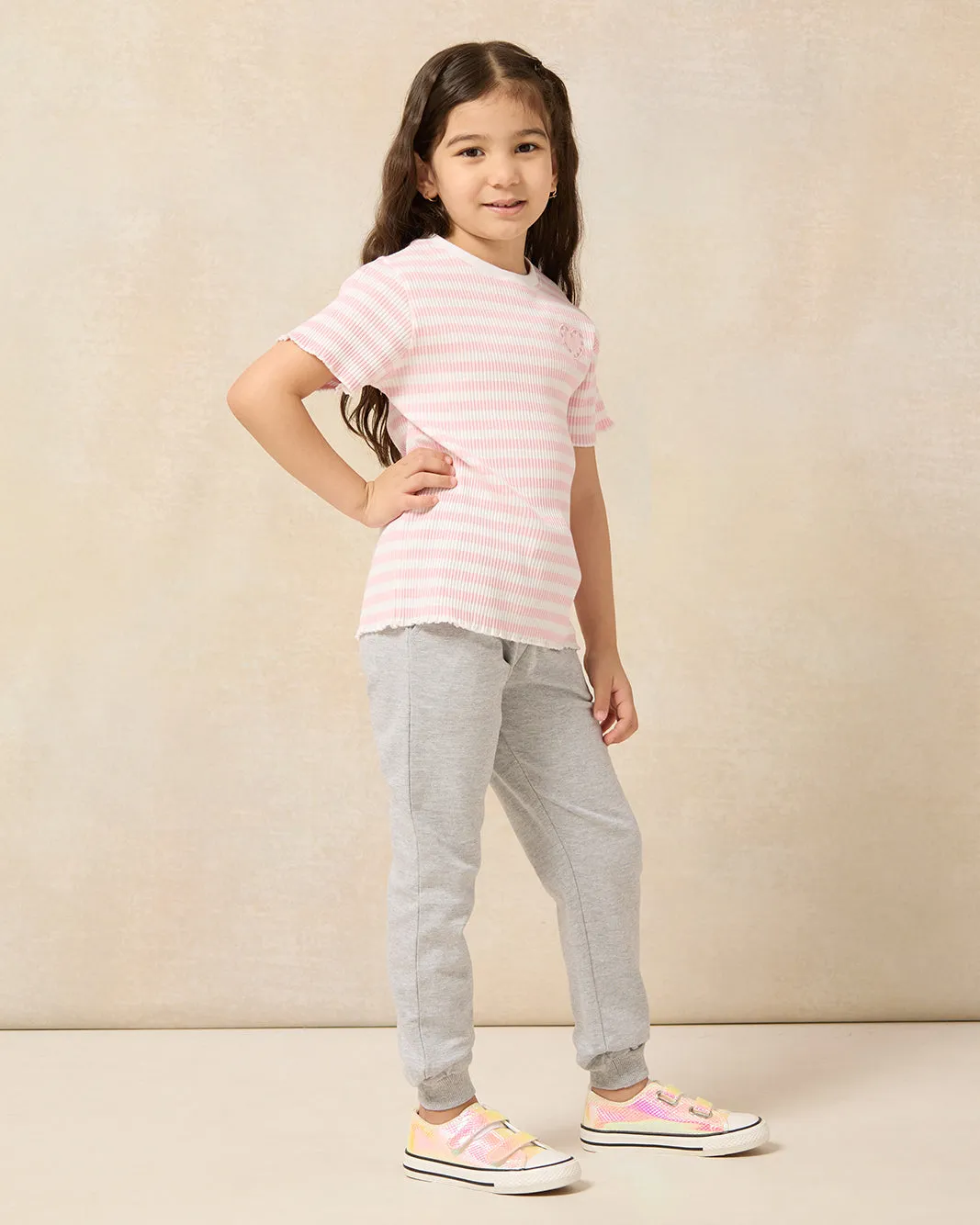 Girls Pink And White Striped Casual Top sold by Redtag product image thumbnail 2