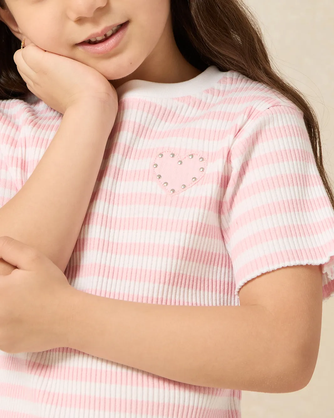 Girls Pink And White Striped Casual Top sold by Redtag product image thumbnail 4