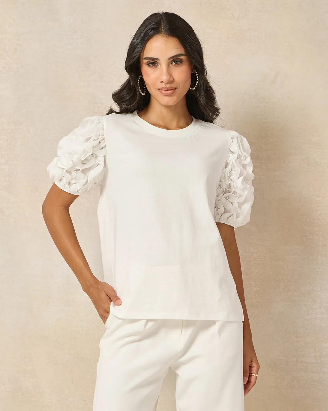 Women Ivory Puff Sleeve Top sold by Redtag