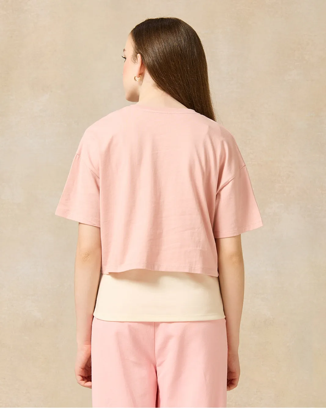 Senior Girls Pink And Cream Twofer Top sold by Redtag product image thumbnail 3
