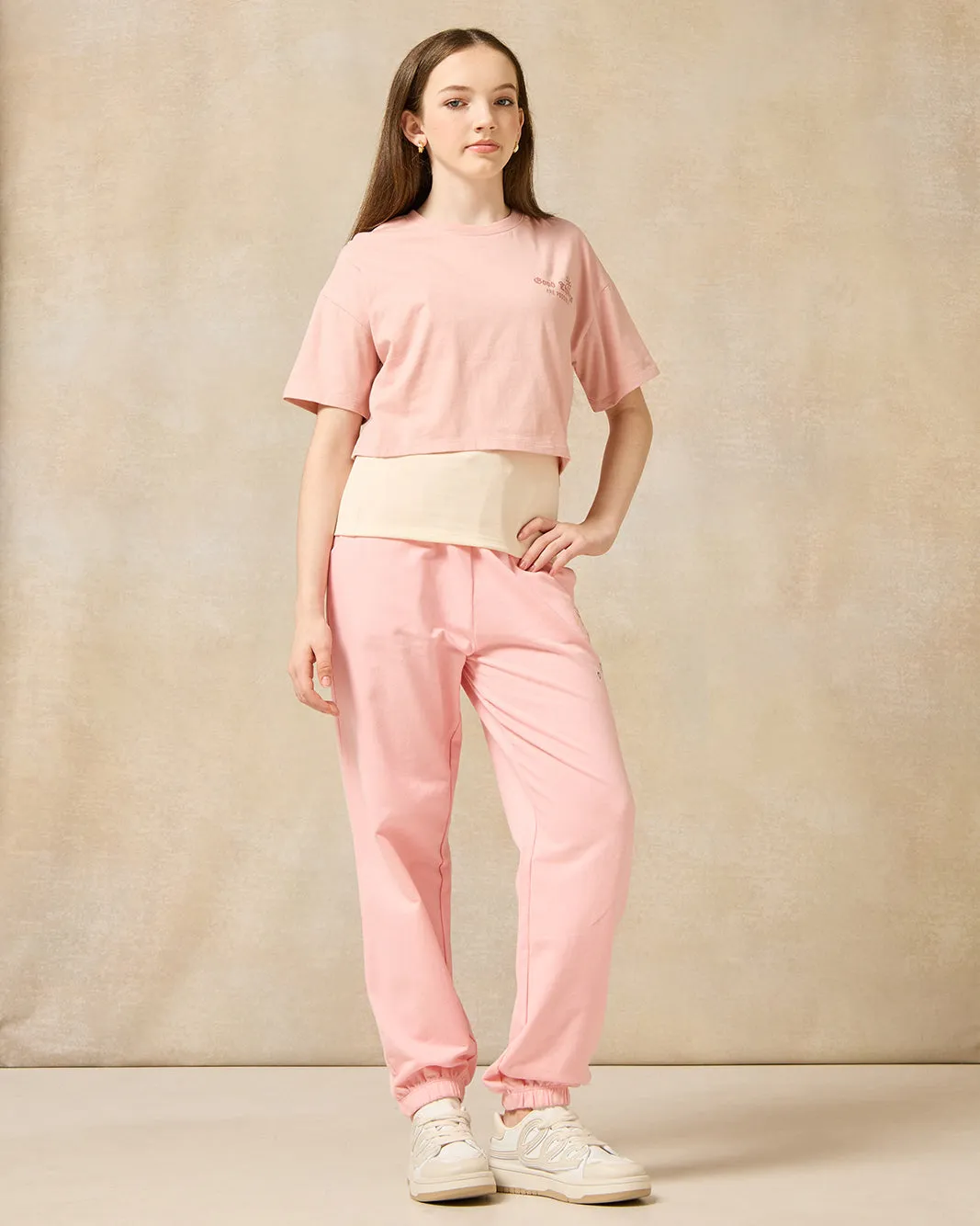 Senior Girls Pink And Cream Twofer Top sold by Redtag product image thumbnail 2