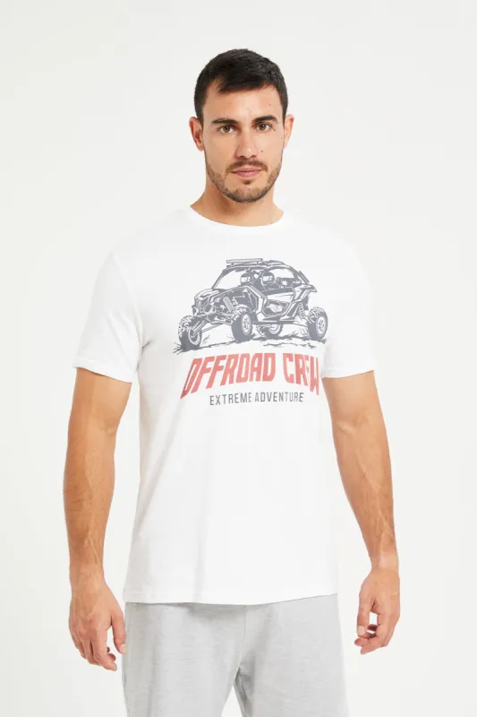 Men White Graphic Round Neck T-Shirt made by Redtag