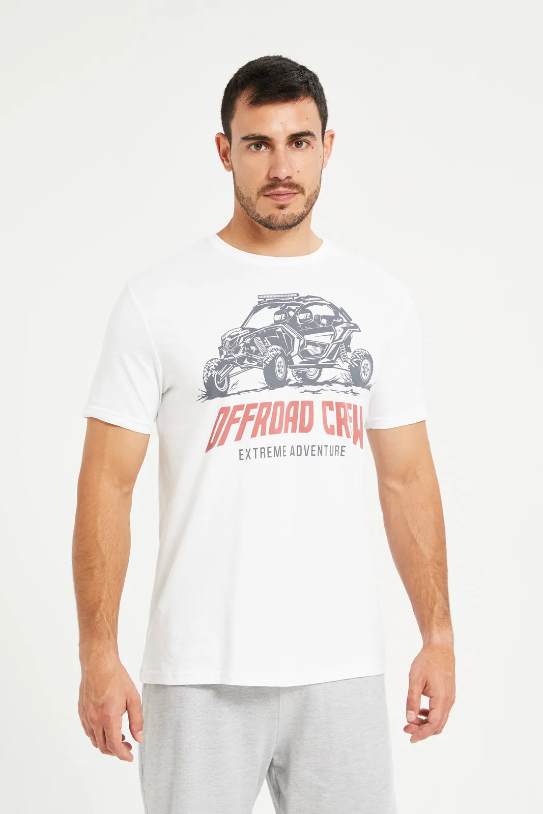 Men White Graphic Round Neck T-Shirt sold by Redtag