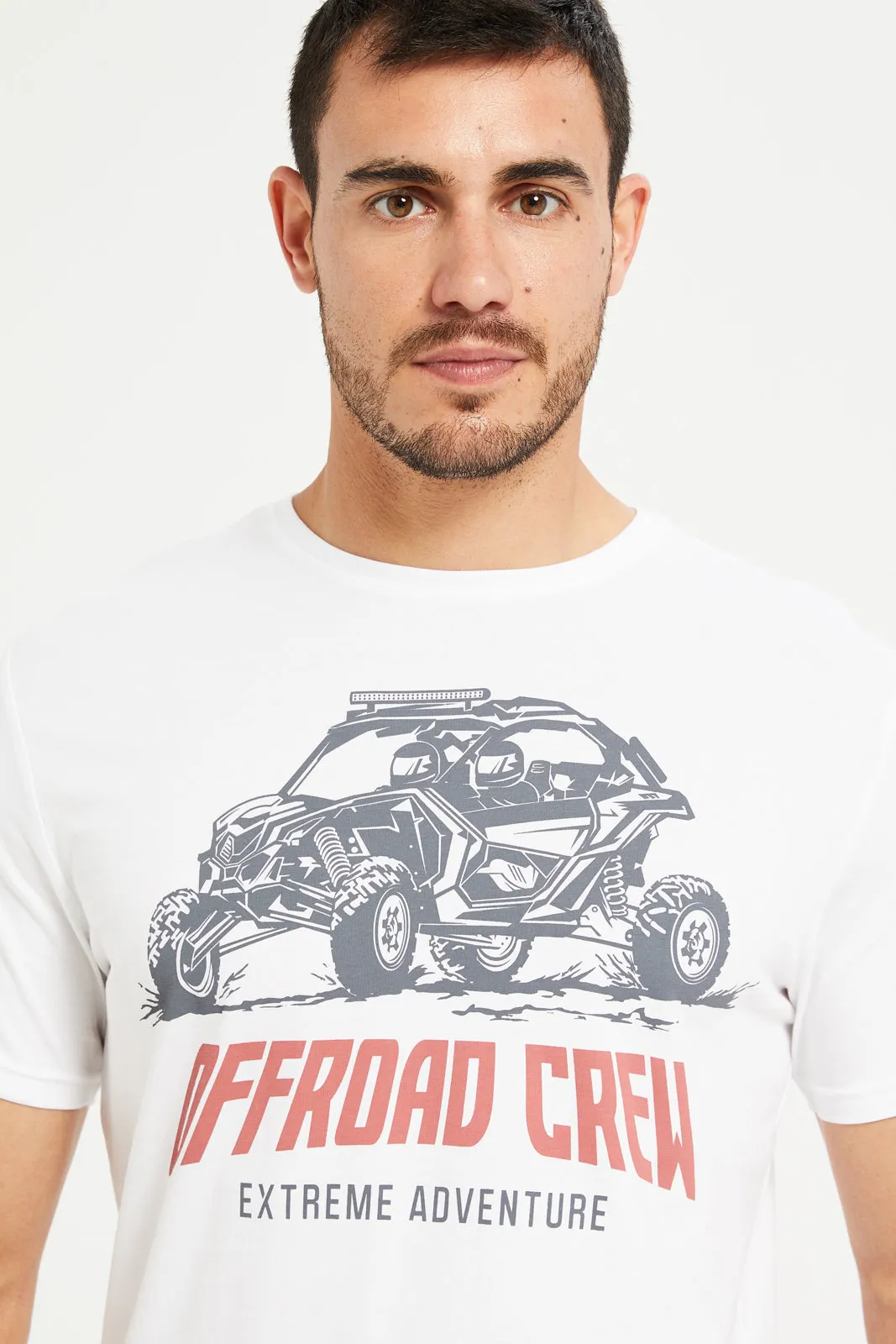 Men White Graphic Round Neck T-Shirt sold by Redtag product image thumbnail 4