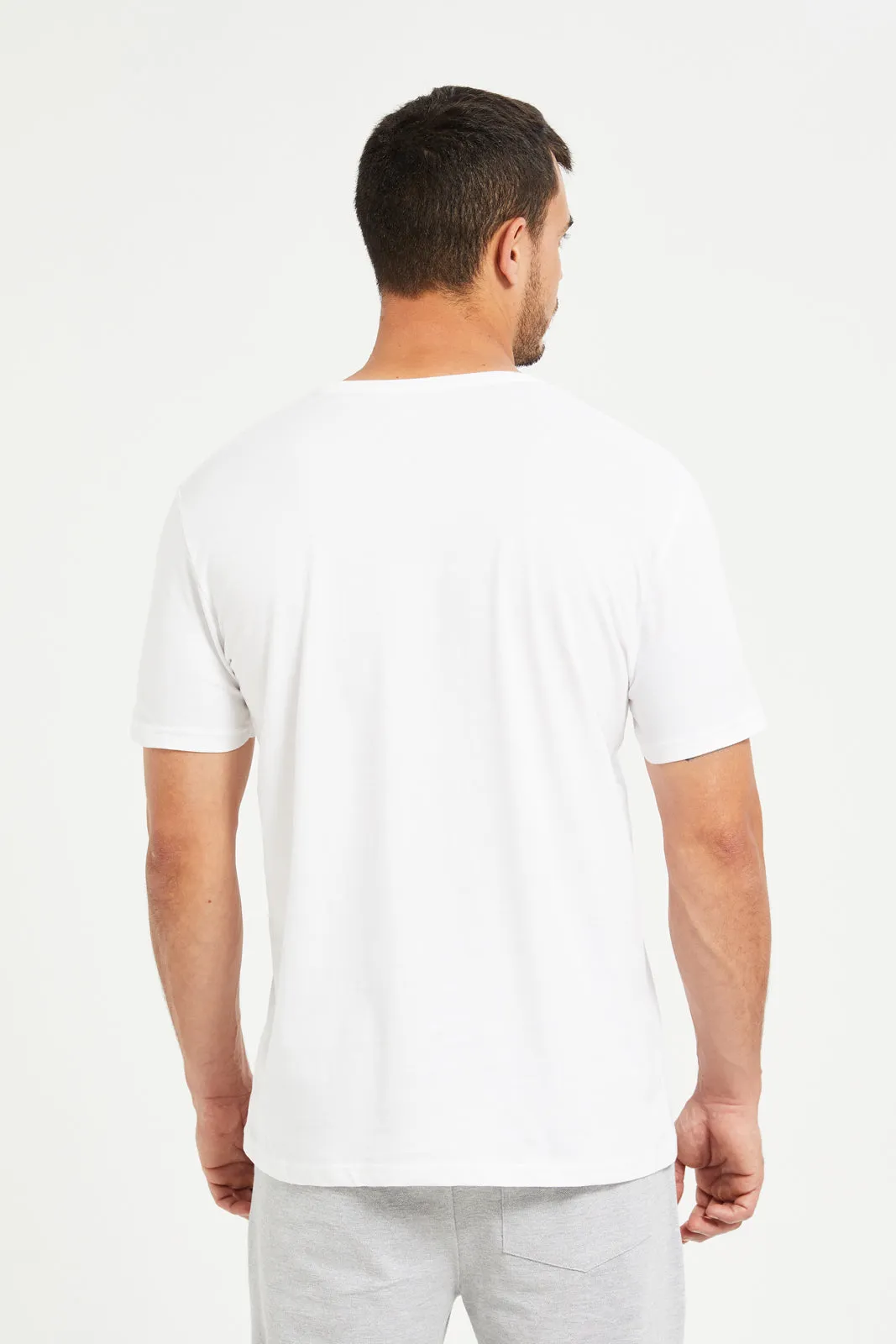 Men White Graphic Round Neck T-Shirt sold by Redtag product image thumbnail 3