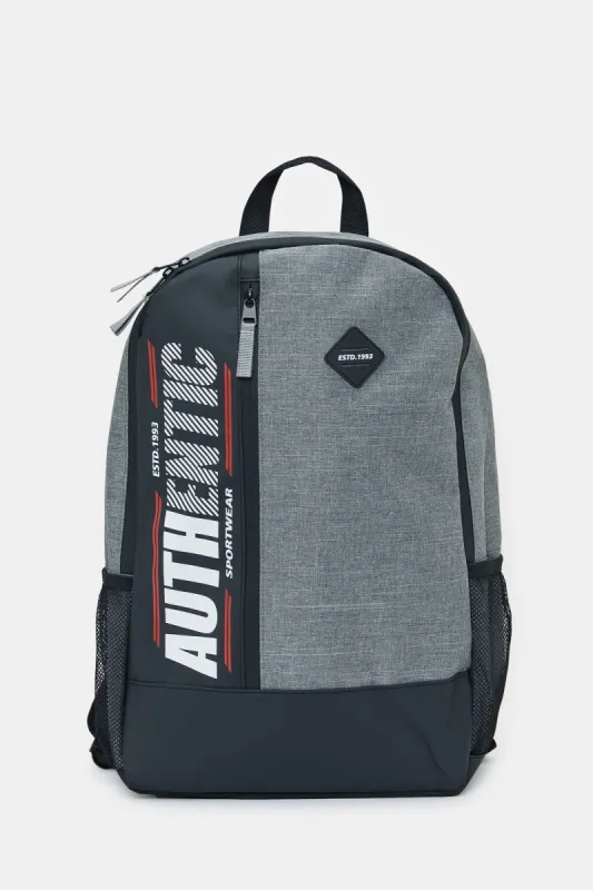 Men Black And Grey Printed Backpack sold by Redtag