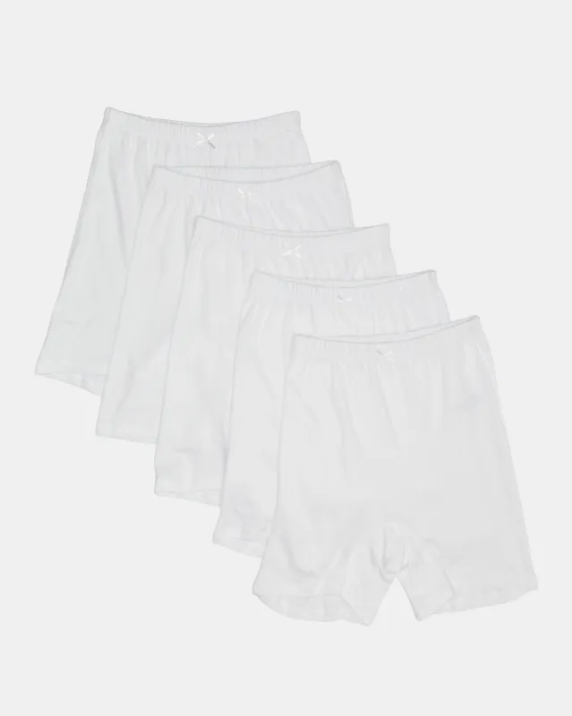 Senior Girls White Solid Boxer Brief Set (Pack of 5) sold by Redtag