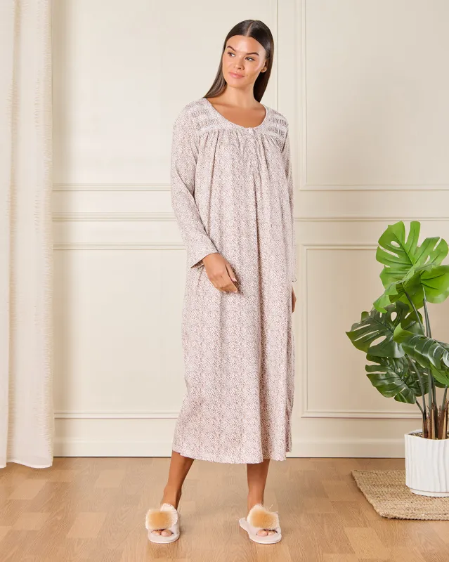 Women Beige Printed Nightgown sold by Redtag