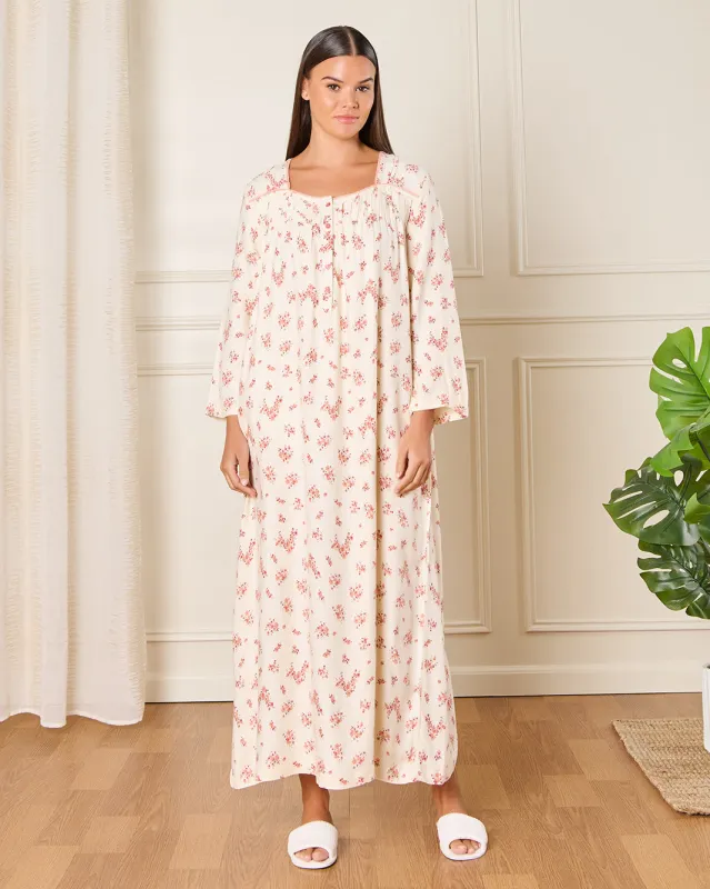Women Ivory Printed Nightgown sold by Redtag