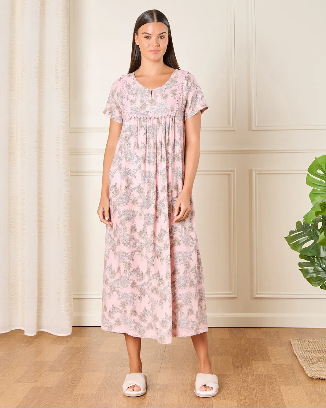 Women Pink Floral Print Nightgown sold by Redtag