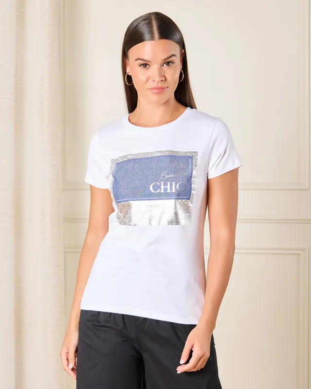 Women Ivory Chic Printed T-Shirt sold by Redtag