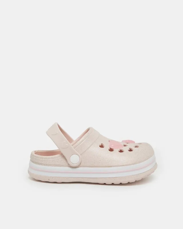 Girls Pink Heart Clog sold by Redtag