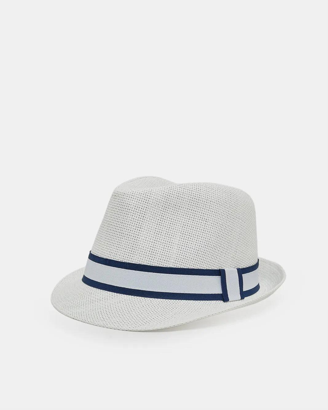 Boys White Fedora Hat With Band sold by Redtag