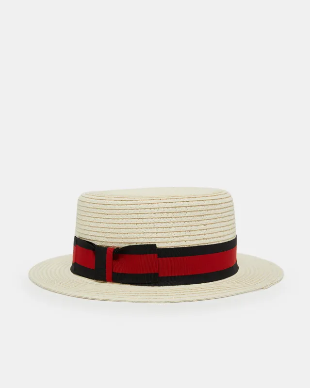 Men White Fedora Hat With Band sold by Redtag