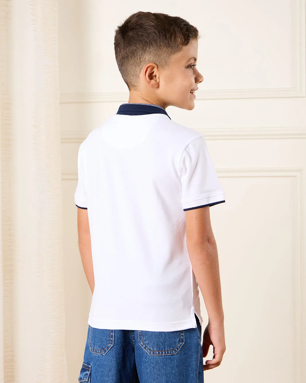 Boys White Soccer Club Polo Shirt sold by Redtag product image thumbnail 3