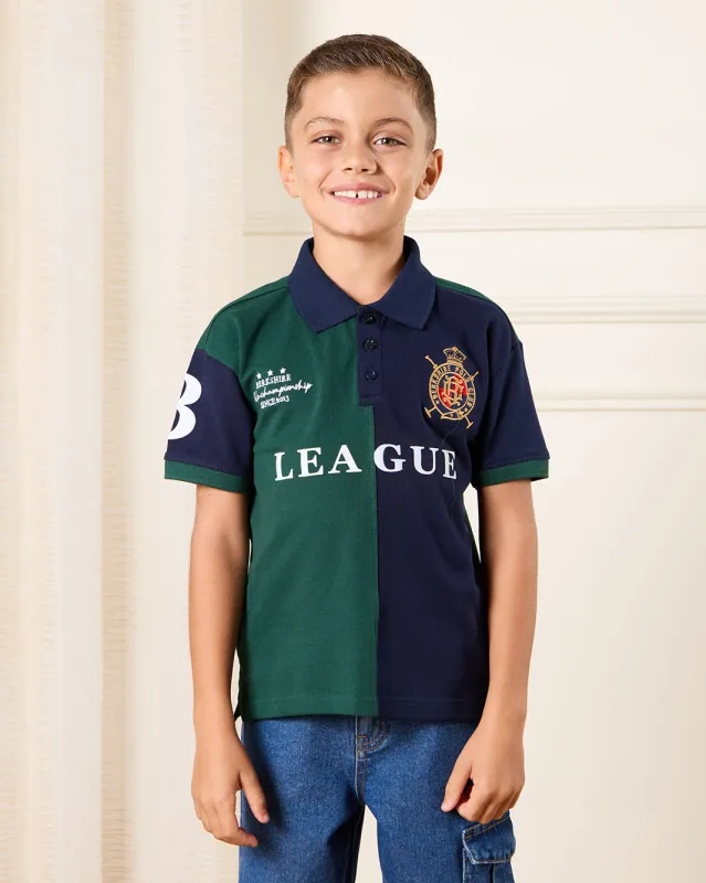 Boys Green League Polo Shirt sold by Redtag
