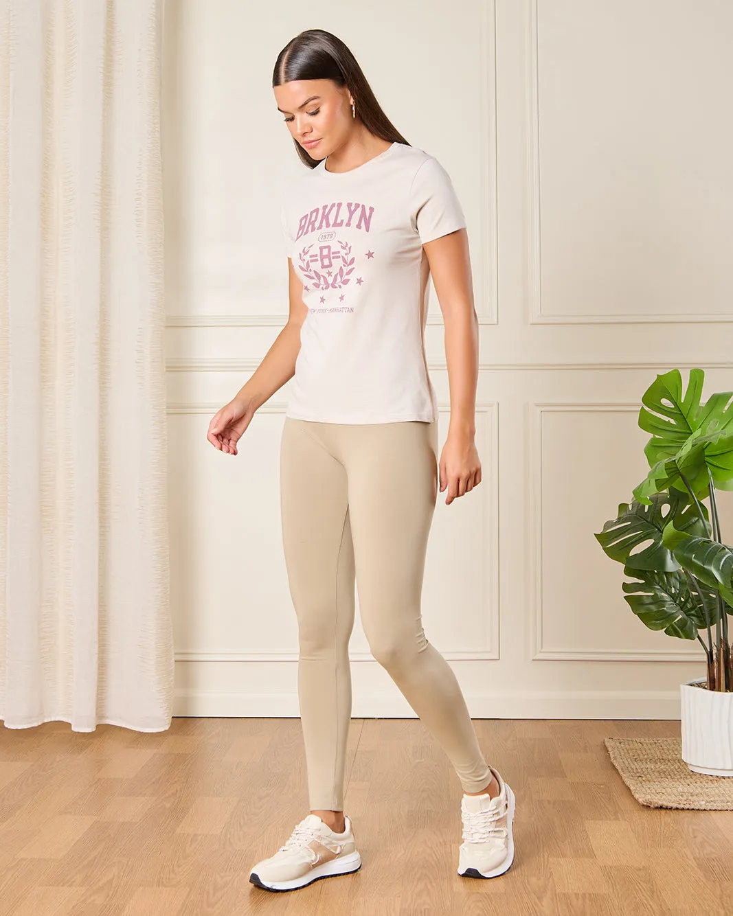 Women Beige Long Length Leggings sold by Redtag product image thumbnail 2