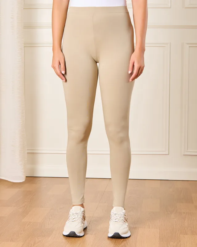 Women Beige Long Length Leggings sold by Redtag