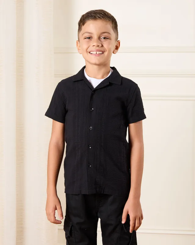 Boys White And Black Short Sleeve Shirt With T-Shirt (2 Piece) sold by Redtag