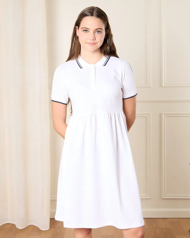 Senior Girls White Pique Dress sold by Redtag