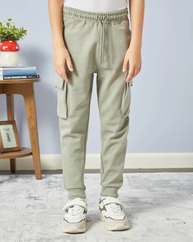 Boys Green Cargo Pocket Track Pants sold by Redtag