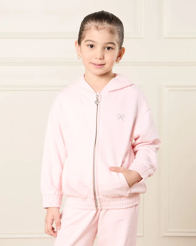 Girls Pink Zip Through Hooded Sweatshirt sold by Redtag