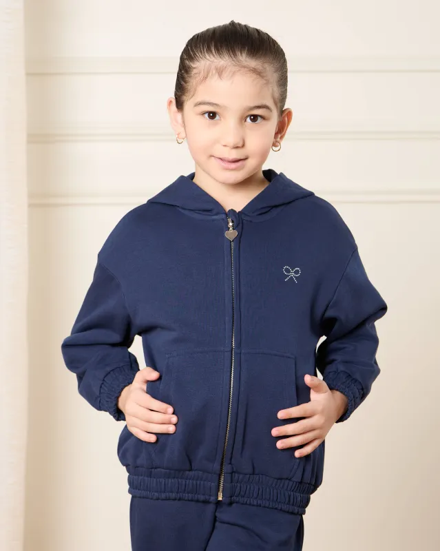 Girls Navy Hooded Sweatshirt sold by Redtag