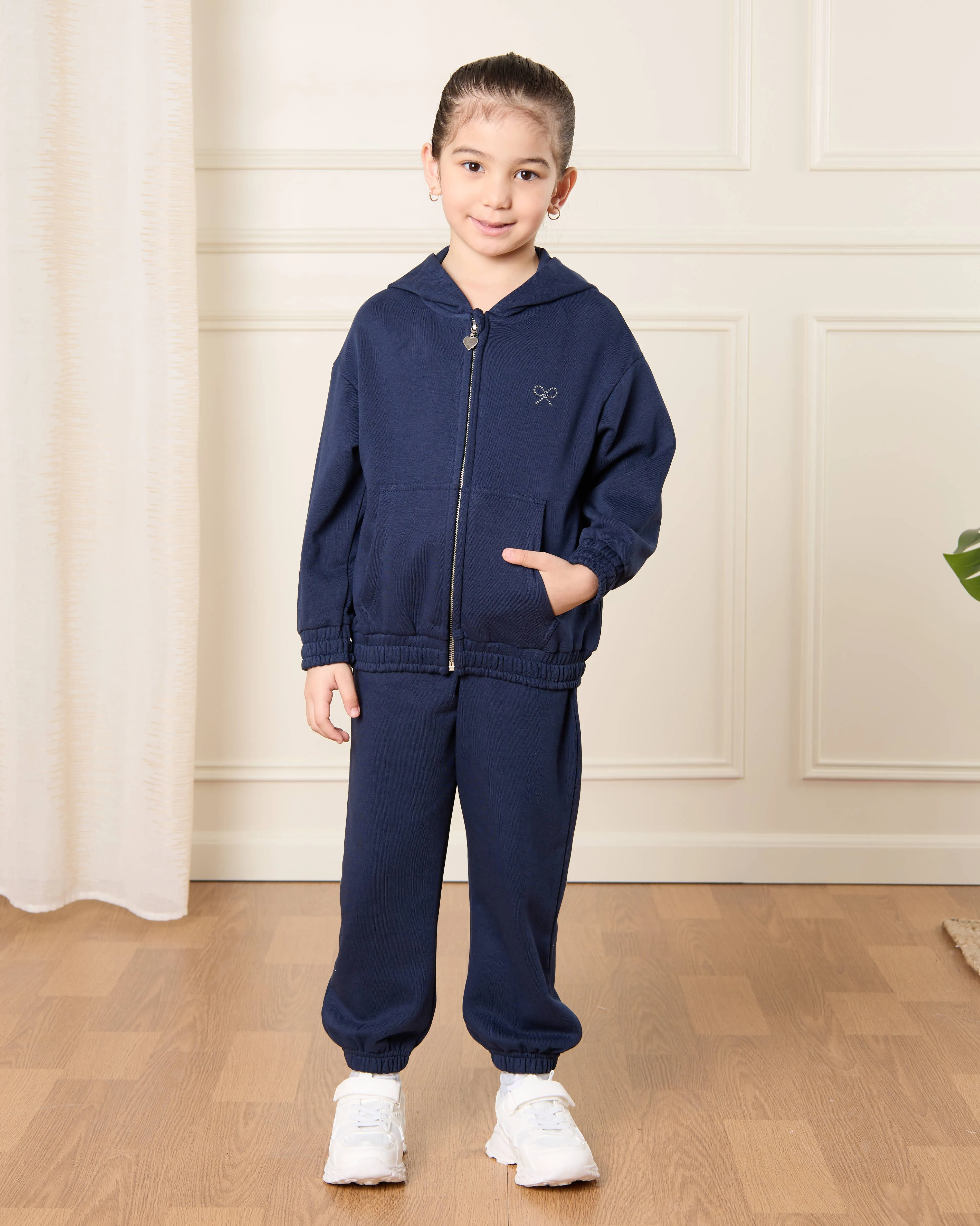 Girls Navy Hooded Sweatshirt sold by Redtag product image thumbnail 2