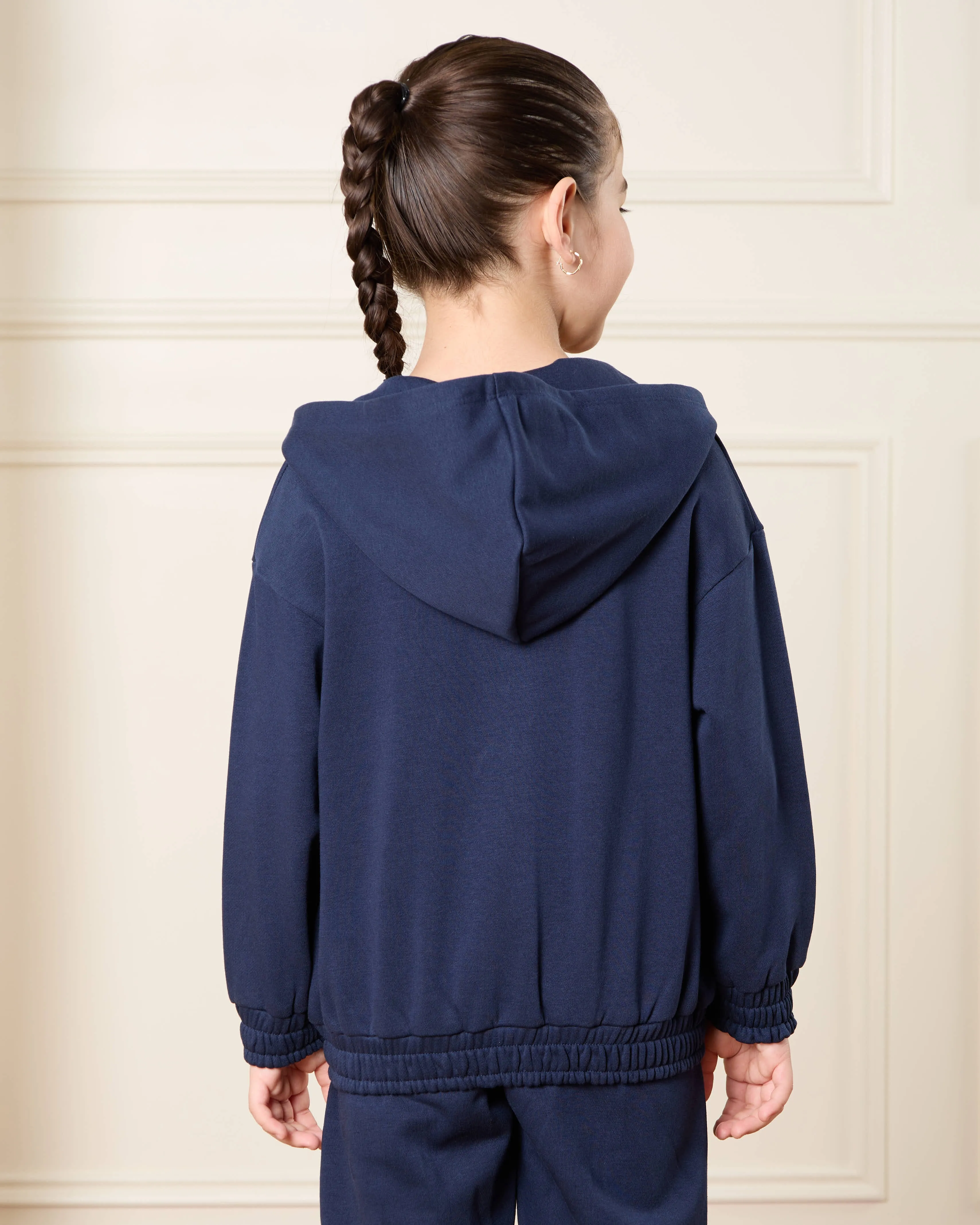 Girls Navy Hooded Sweatshirt sold by Redtag product image thumbnail 3