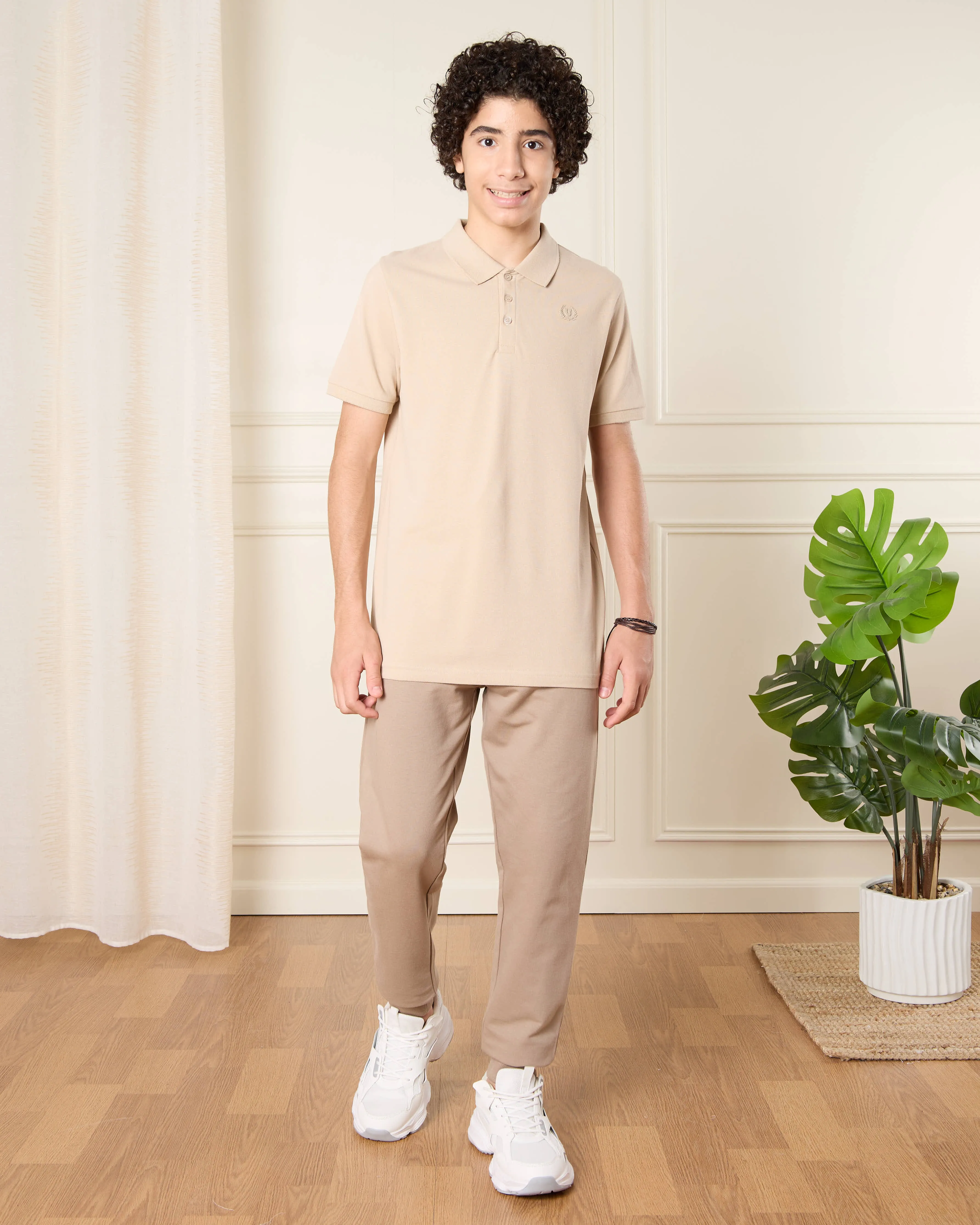 Senior Boys Beige and Charcoal Solid Polo Shirt (Set of 2) sold by Redtag product image thumbnail 3