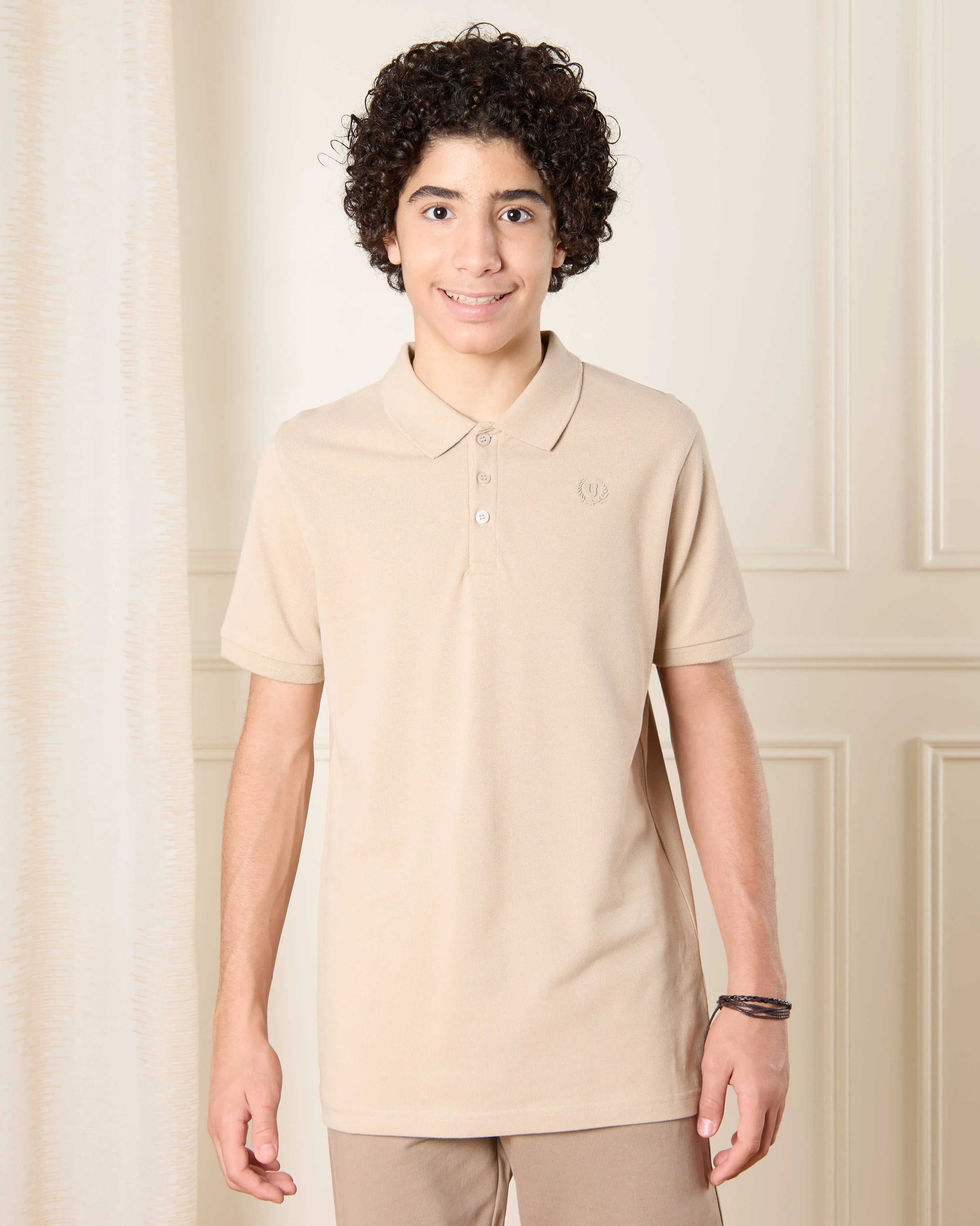 Senior Boys Beige and Charcoal Solid Polo Shirt (Set of 2) sold by Redtag product image thumbnail 2