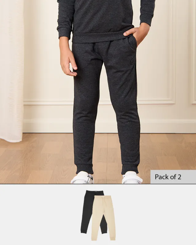 Boys Beige And Charcoal Active Pants (Pack of 2) sold by Redtag