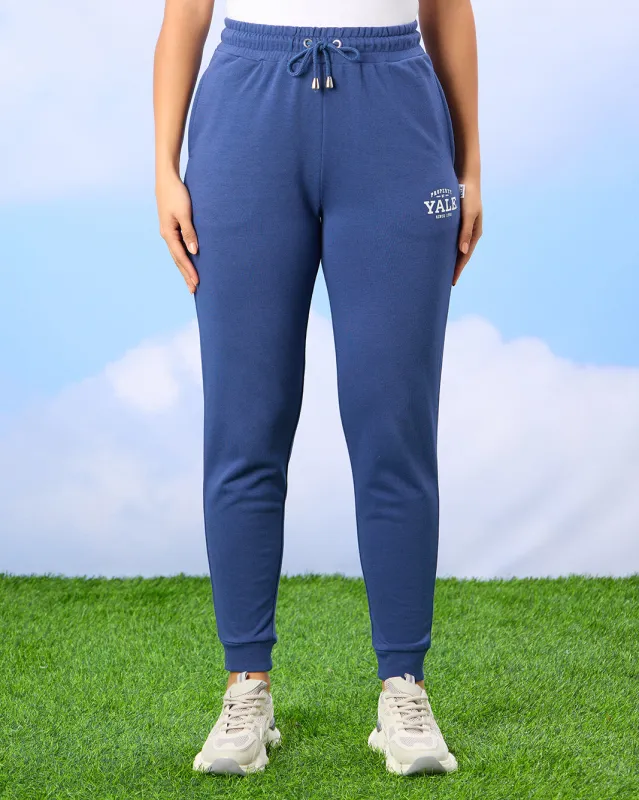 Women Blue Yale University Ribbed Hem Embroidered Jog Pantblus sold by Redtag