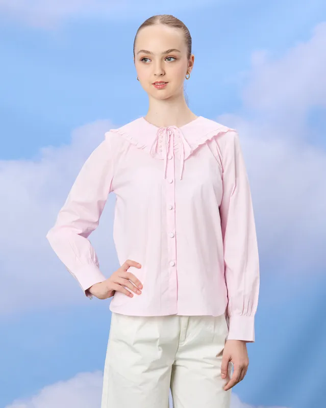 Senior Girls Pink Peter pan Collard Shirt sold by Redtag