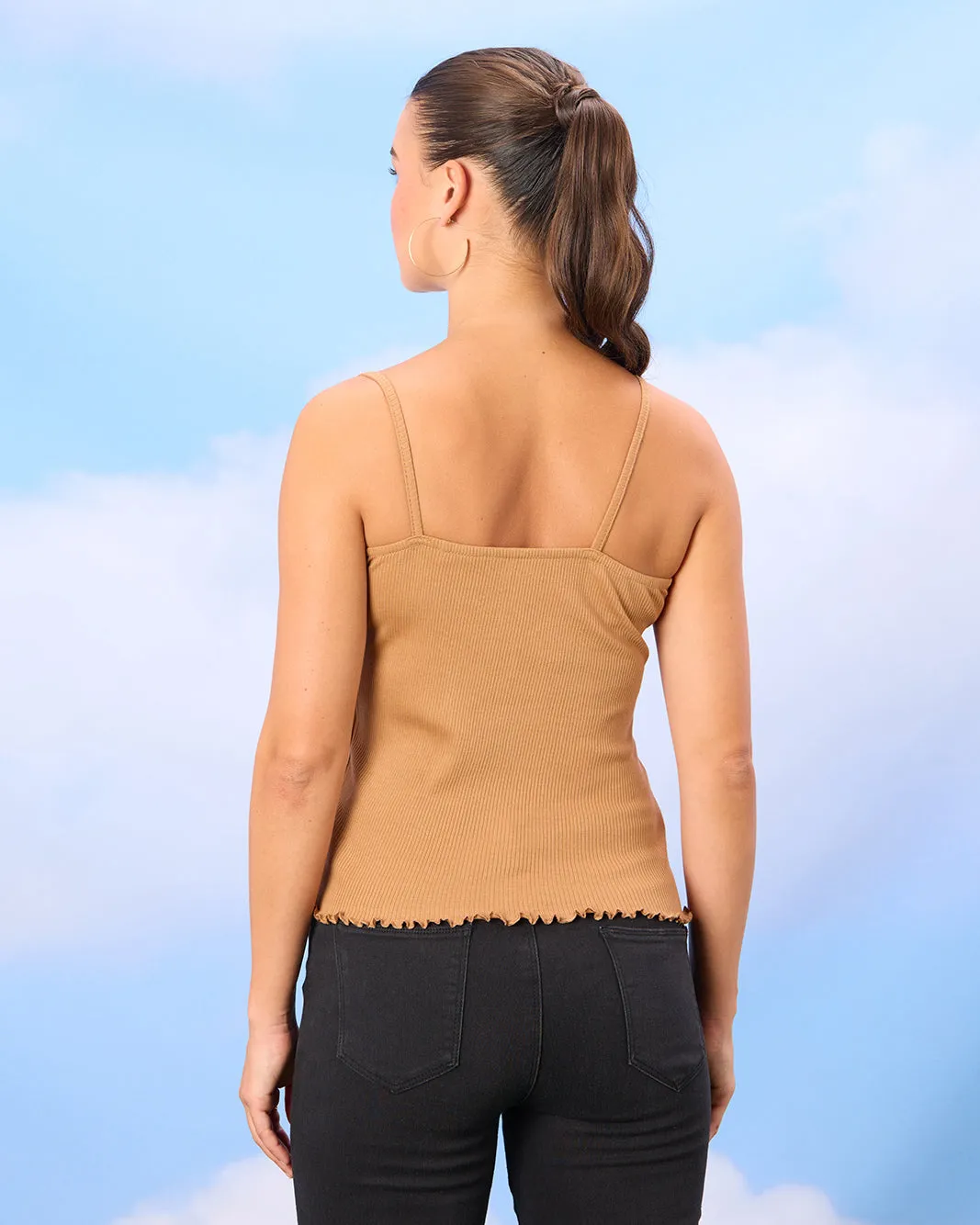 Women Brown Strappy Lace Vest sold by Redtag product image thumbnail 3