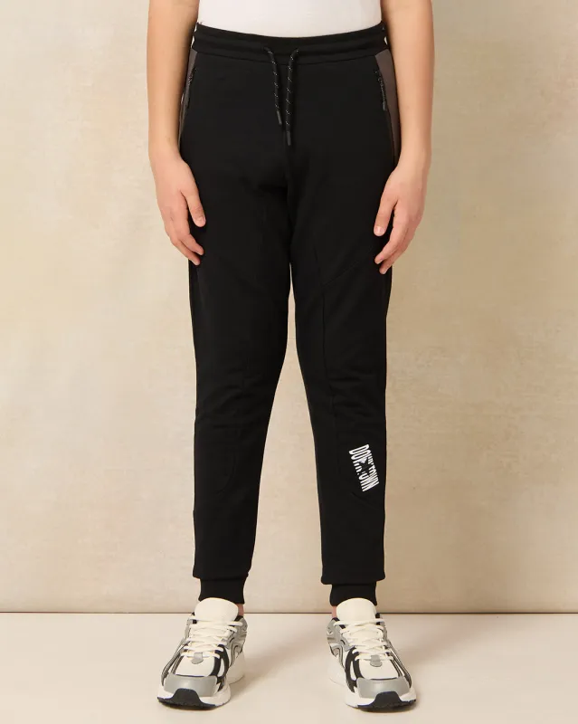 Senior Boys Black Cut & Sew Active Pants sold by Redtag