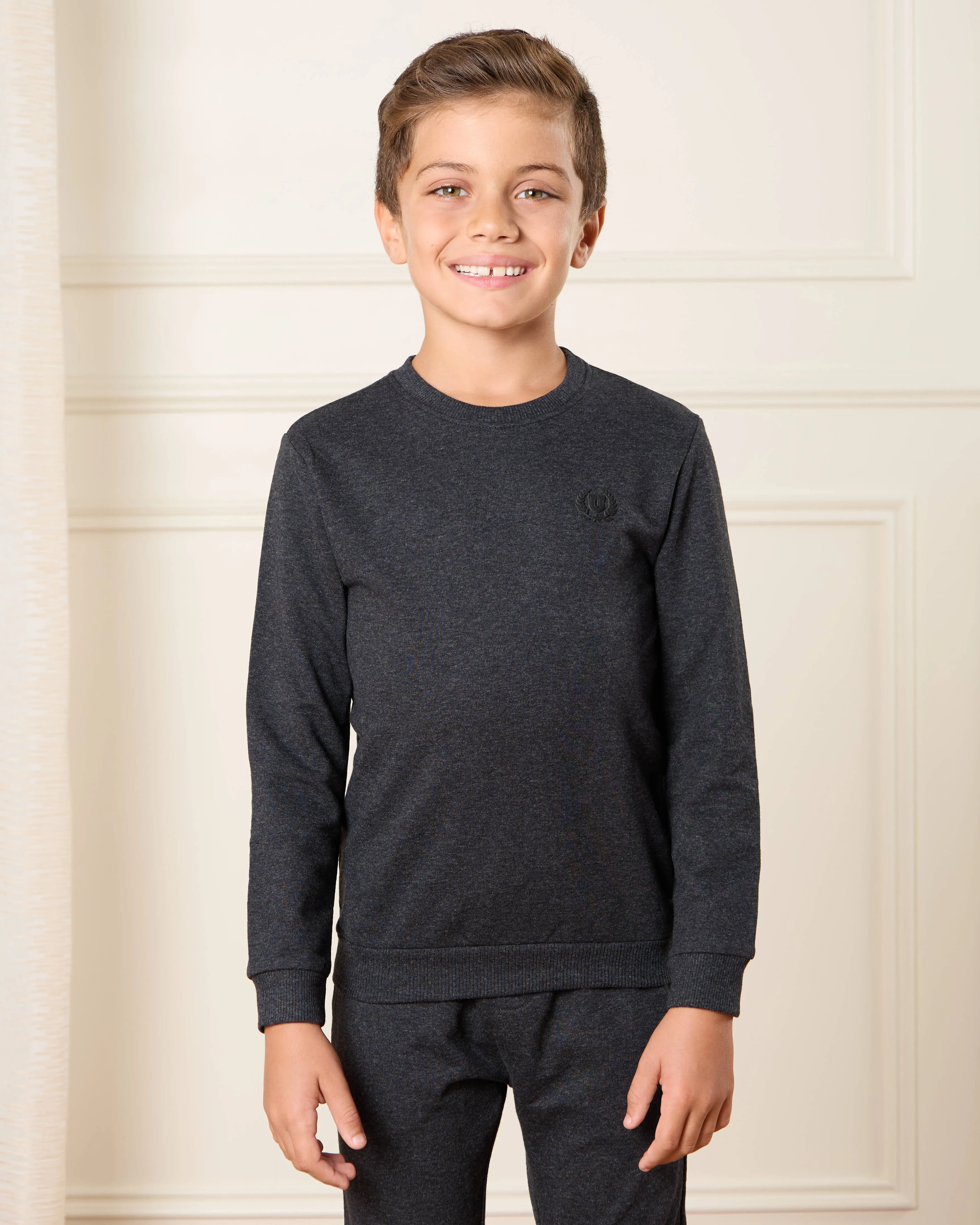 Boys Beige And Charcoal Solid Sweatshirt Set (2 Piece) sold by Redtag product image thumbnail 2