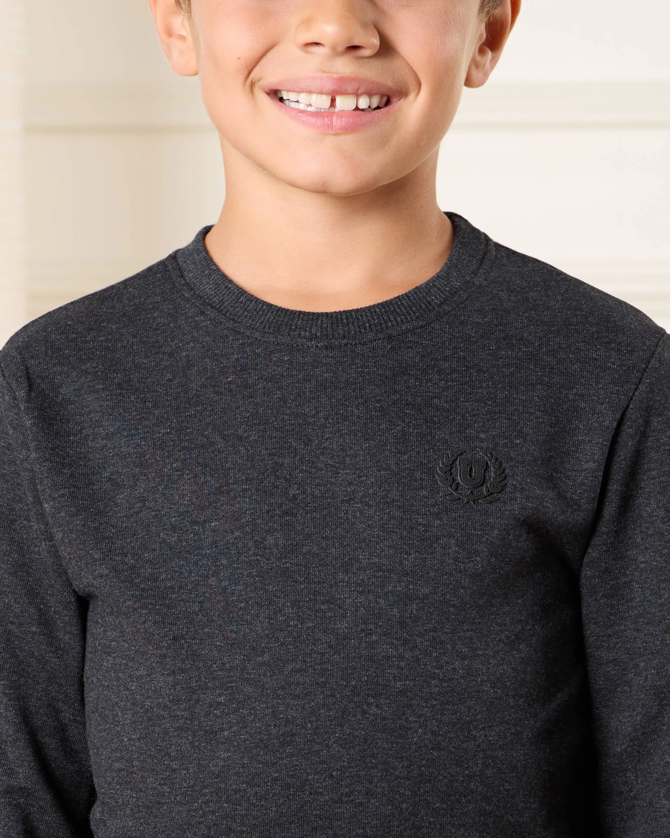 Boys Beige And Charcoal Solid Sweatshirt Set (2 Piece) sold by Redtag product image thumbnail 4