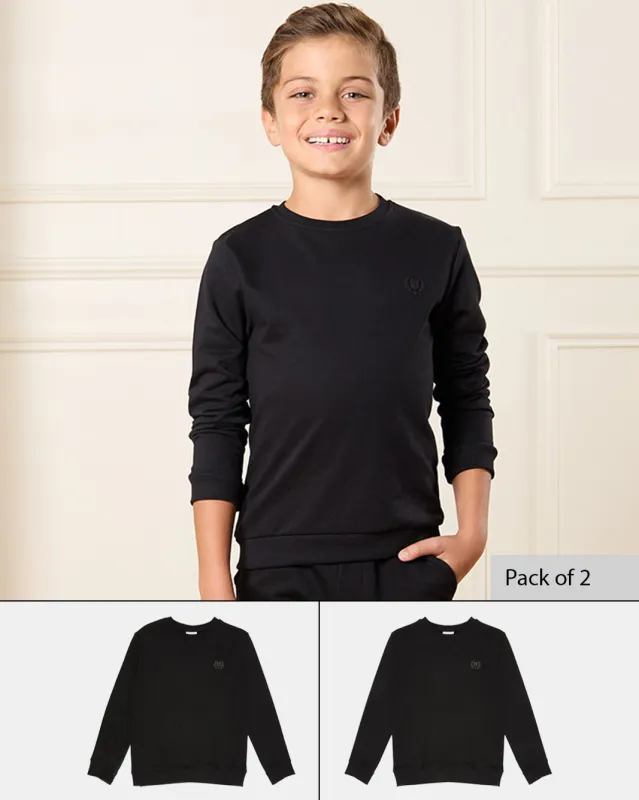 Boys Black Solid Sweatshirt Set (Pack of 2) sold by Redtag