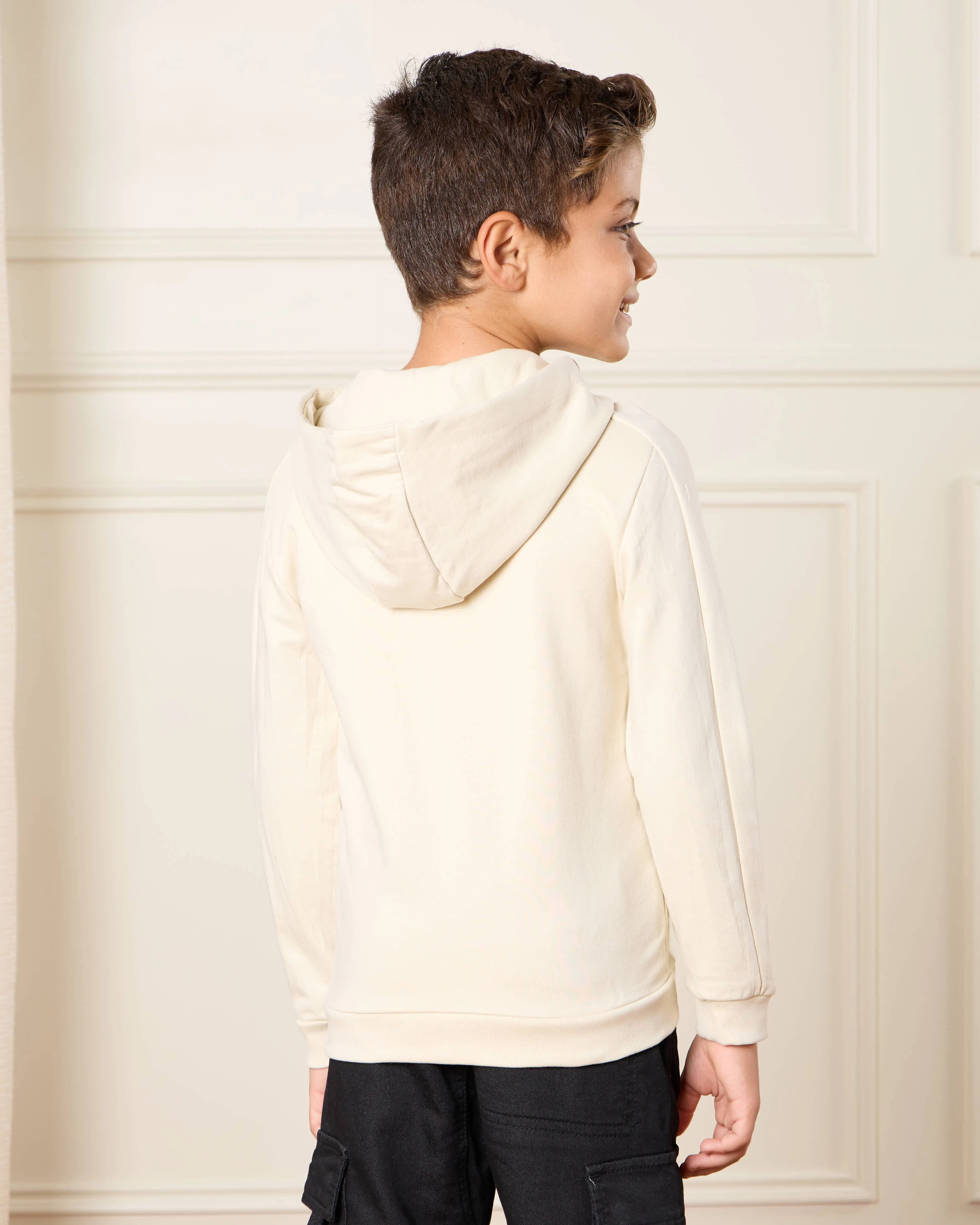 Boys Cream Hooded Sweatshirt sold by Redtag product image thumbnail 3