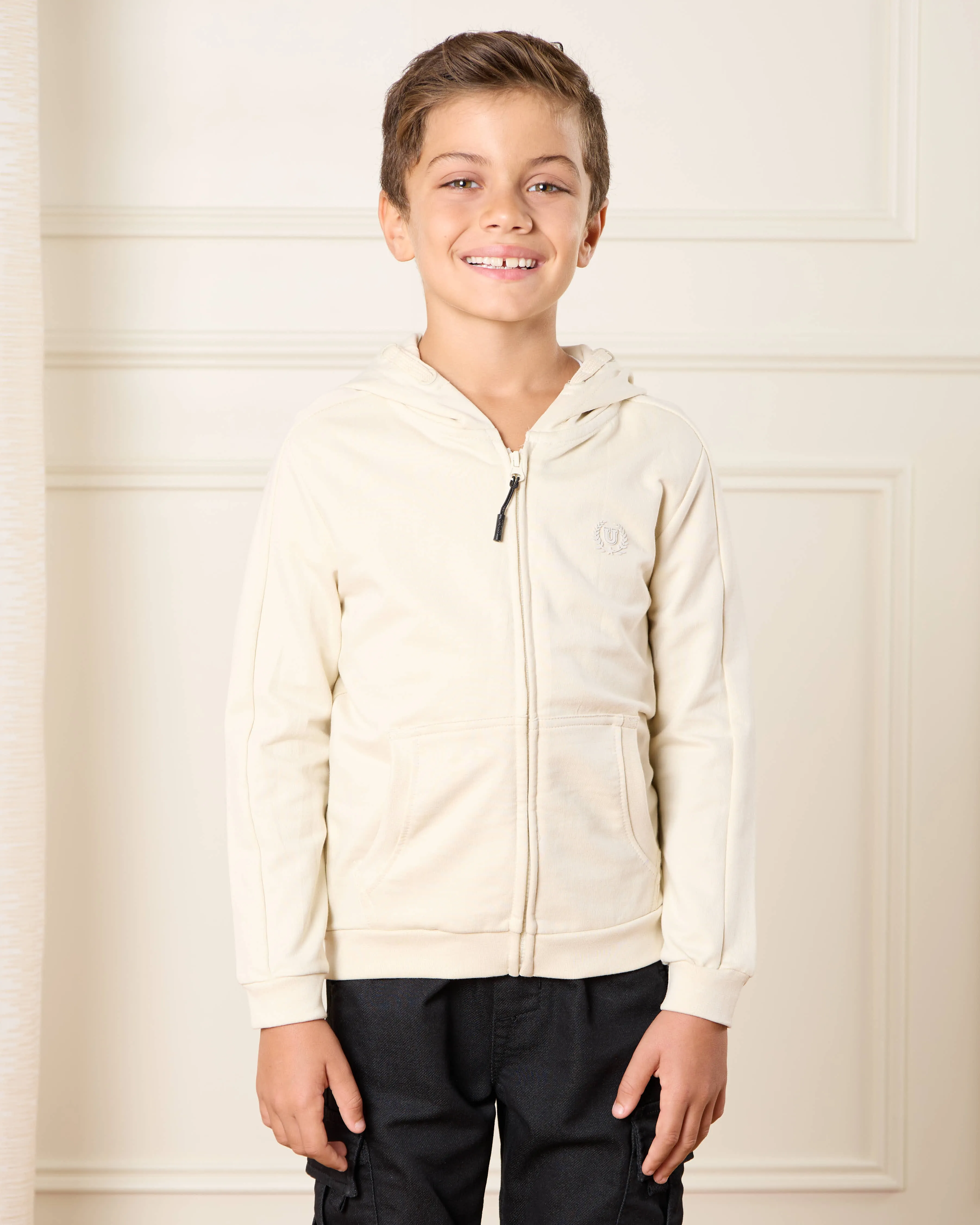 Boys Cream Hooded Sweatshirt sold by Redtag