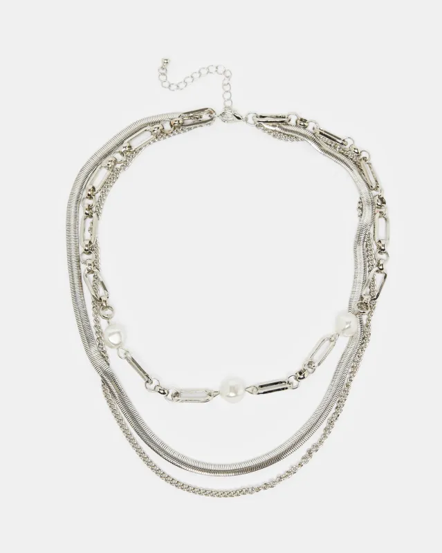 Women Silver Layered Necklace sold by Redtag