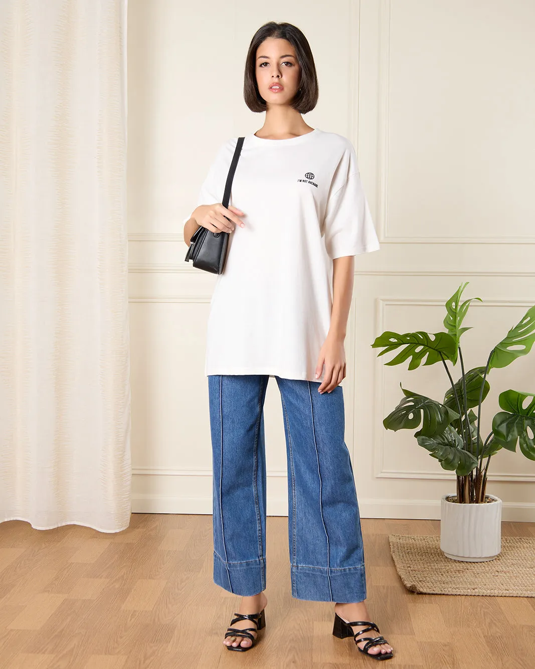 Women White Print Oversized T-Shirt sold by Redtag product image thumbnail 2