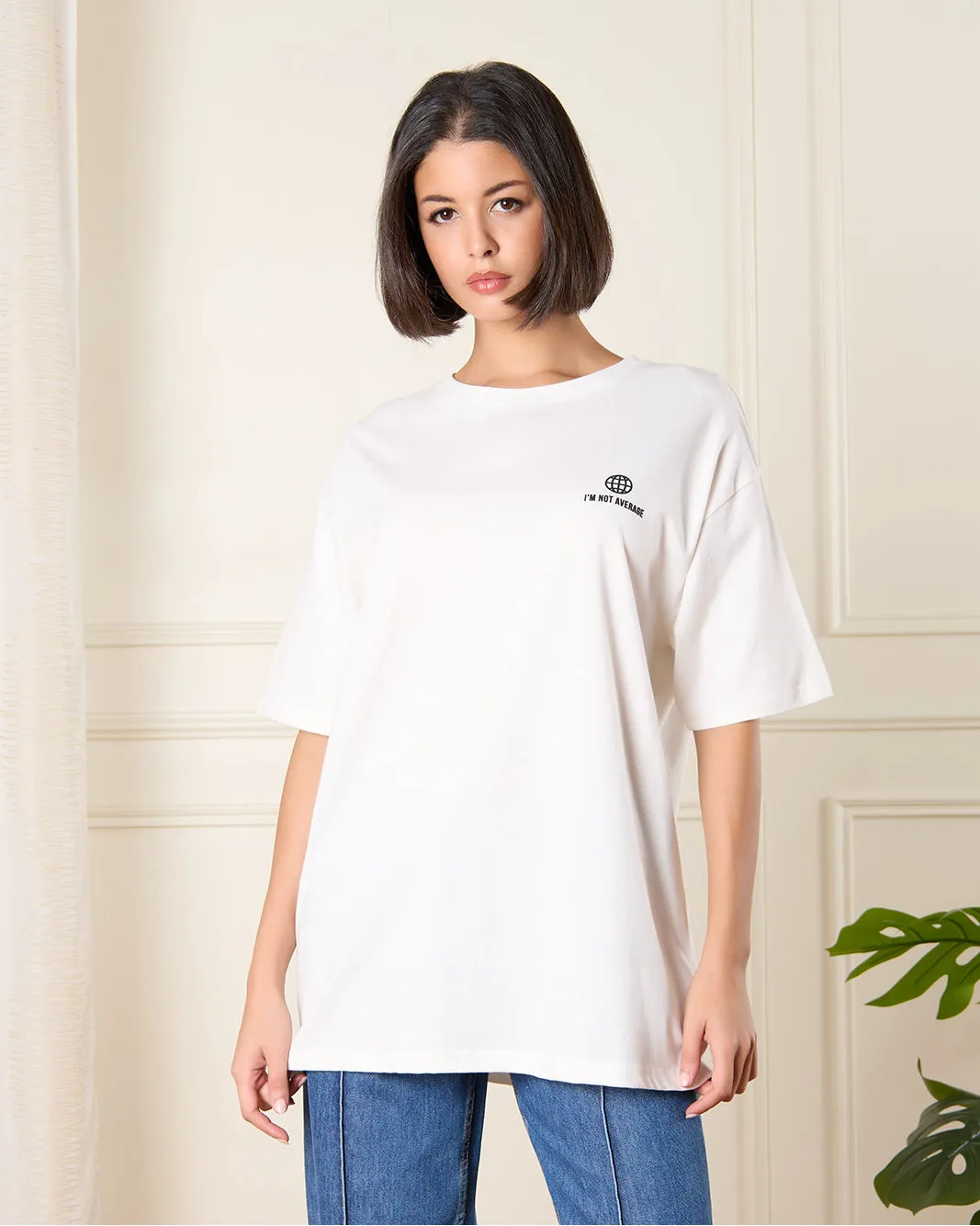 Women White Print Oversized T-Shirt sold by Redtag