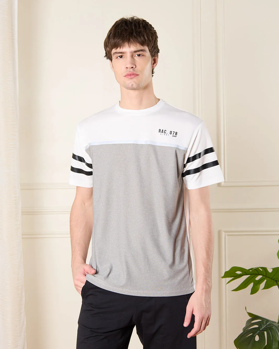 Men White And Grey Active T-Shirt sold by Redtag